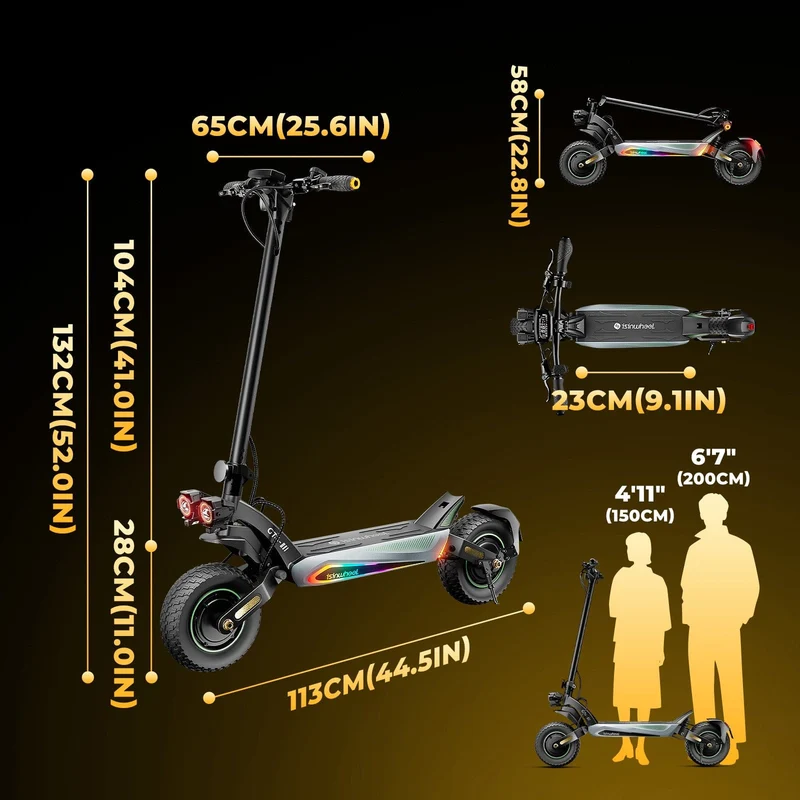 GT4 Electric Scooter, 2*1200W Motor, 52V 12,8Ah Battery, 12 Inch Tires, 70km/h Max Speed, 80km Range, Double Disc Brakes, Dual Swingarm Suspension
