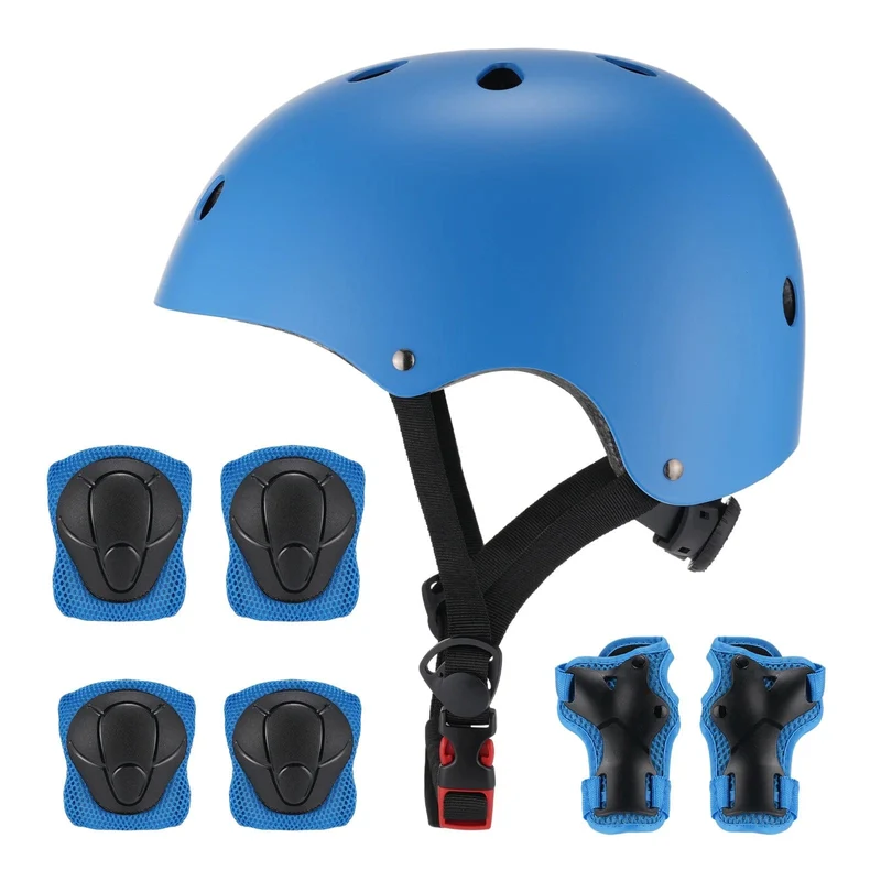 Kids Cycling Helmet Set Skateboard Knee Pads Wrist Guards Pink