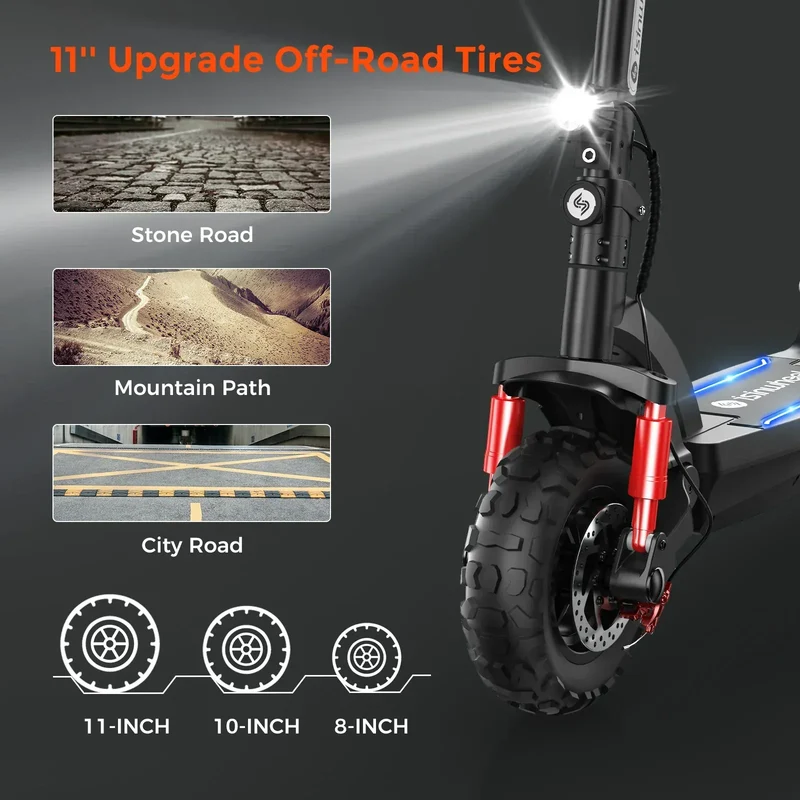 GT2 Electric Scooter, 1000W Motor, 48V 15Ah Battery, 11 Inch Tires, 45km/h Max Speed, 60km Range, Double Disc Brakes, Dual Hydraulic Suspension