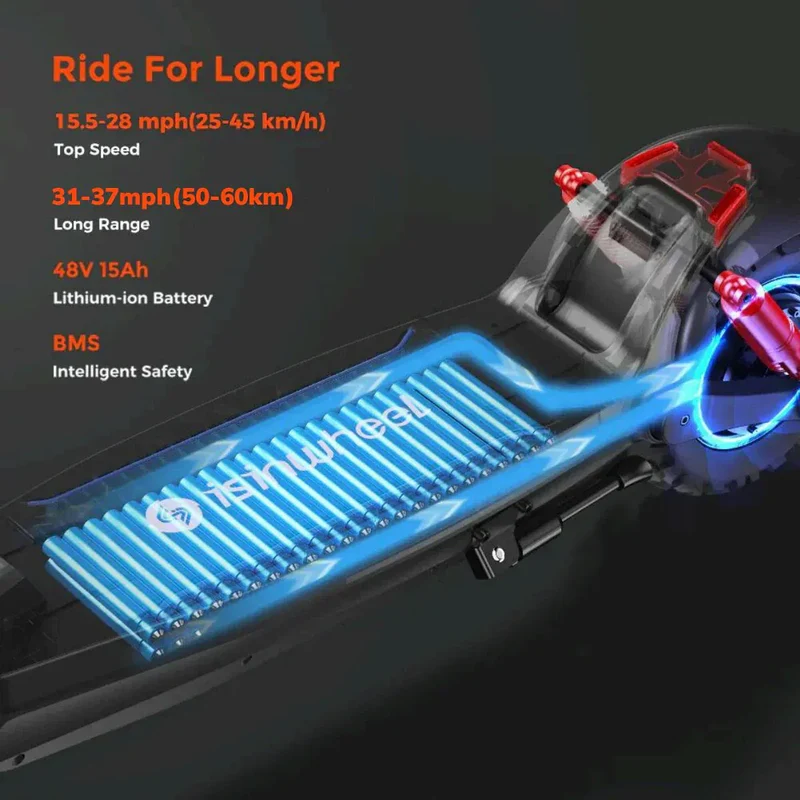 GT2 Electric Scooter, 1000W Motor, 48V 15Ah Battery, 11 Inch Tires, 45km/h Max Speed, 60km Range, Double Disc Brakes, Dual Hydraulic Suspension