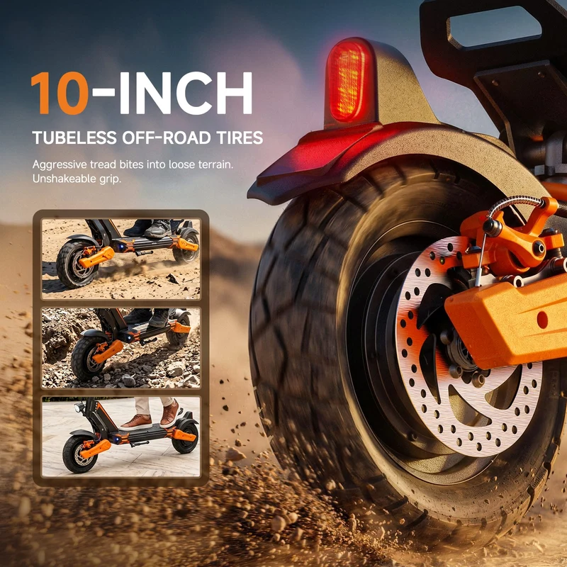 GT1 Dual Electric Scooter, 800W*2 Motor, 48V 13Ah Battery, 10 Inch Tires, 50km/h Max Speed, 55km Range, EABS Brake + Disk Brake, Dual Swing Arm Suspension