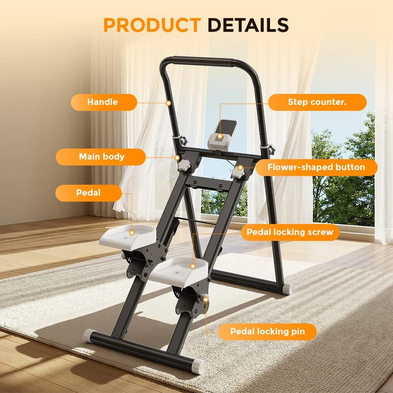 Foldable Stair Stepper for Home, Adjustable Stair Climber with 3 Heights, Compact Folding Vertical Stair Master for Exercise at Home for Full-Body Workout