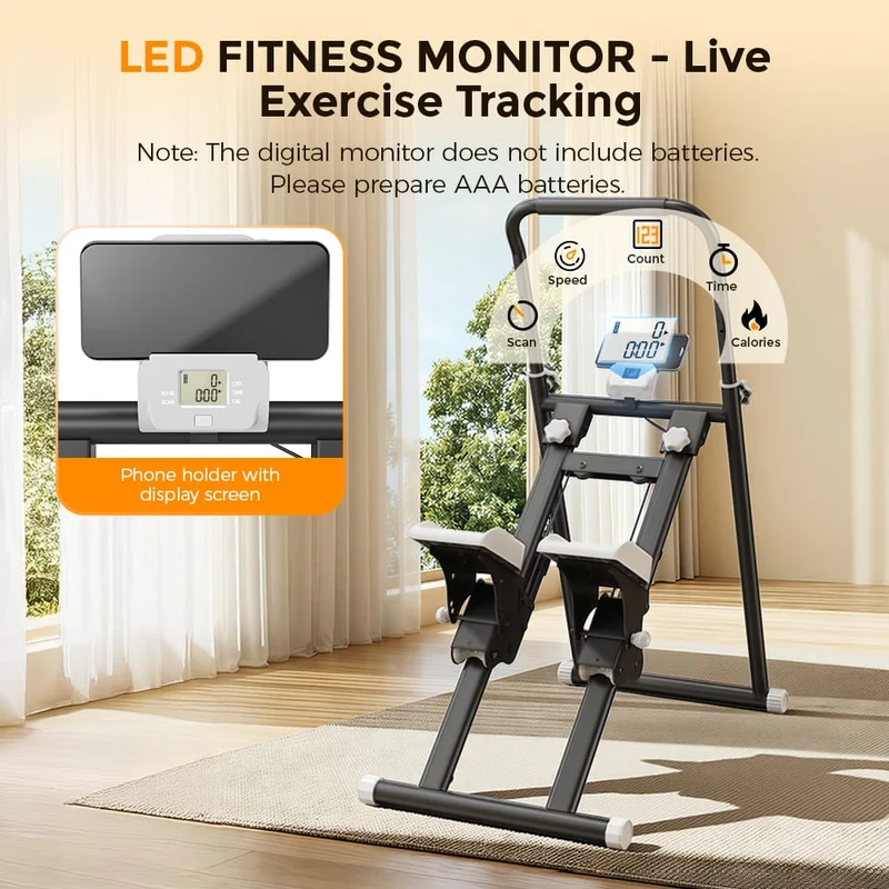 Foldable Stair Stepper for Home, Adjustable Stair Climber with 3 Heights, Compact Folding Vertical Stair Master for Exercise at Home for Full-Body Workout