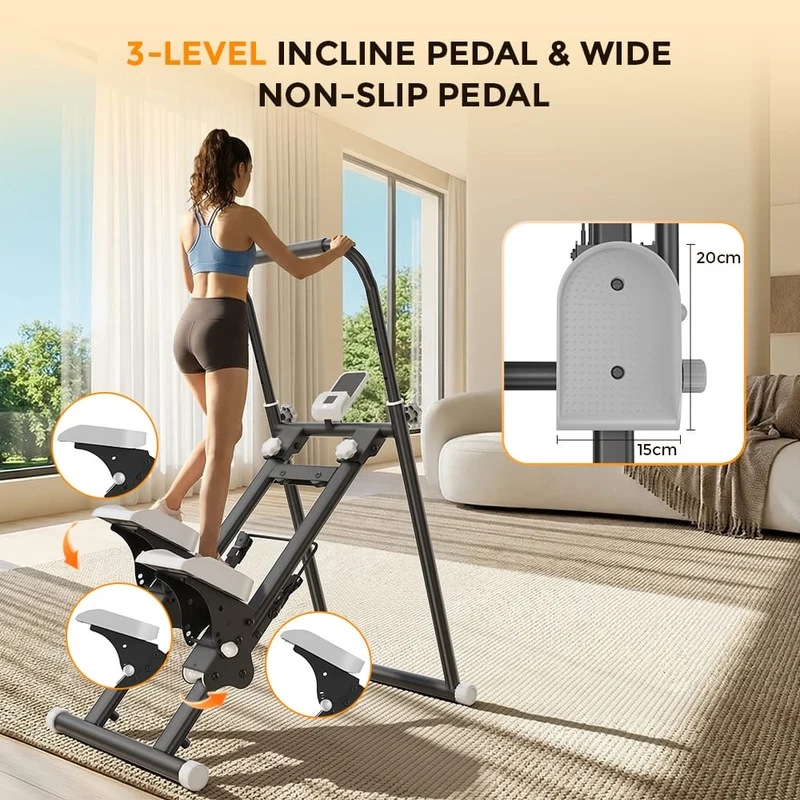 Foldable Stair Stepper for Home, Adjustable Stair Climber with 3 Heights, Compact Folding Vertical Stair Master for Exercise at Home for Full-Body Workout