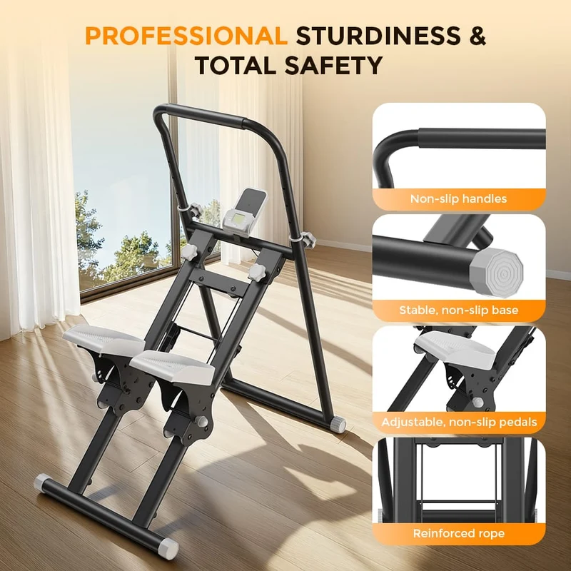 Foldable Stair Stepper for Home, Adjustable Stair Climber with 3 Heights, Compact Folding Vertical Stair Master for Exercise at Home for Full-Body Workout