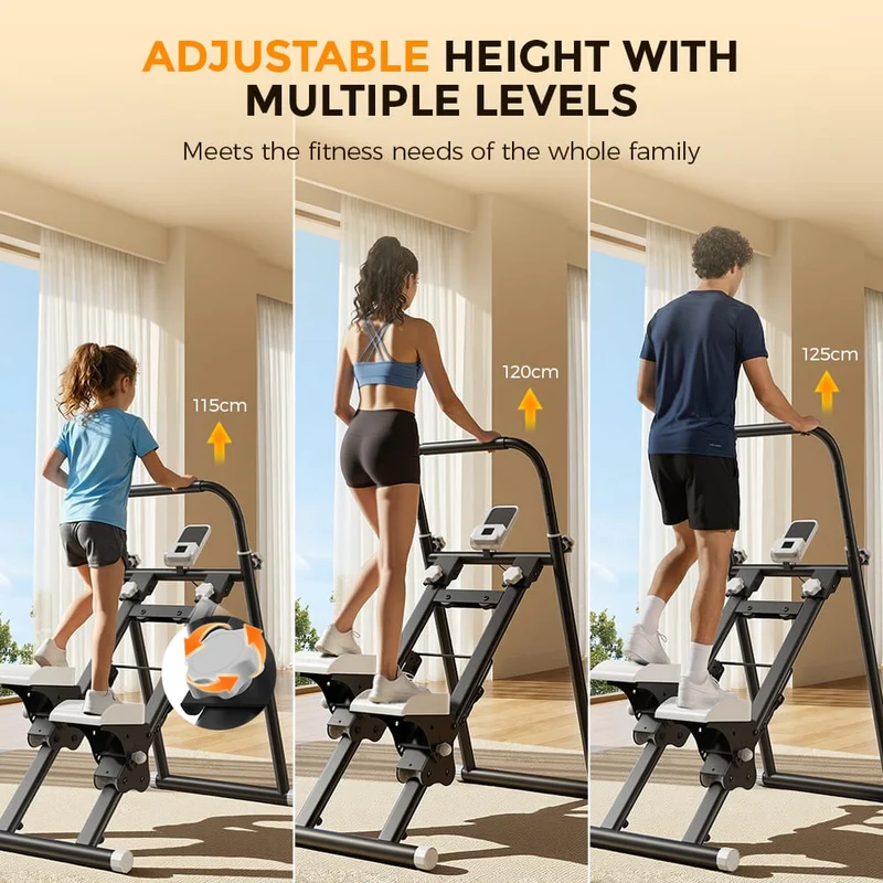 Foldable Stair Stepper for Home, Adjustable Stair Climber with 3 Heights, Compact Folding Vertical Stair Master for Exercise at Home for Full-Body Workout