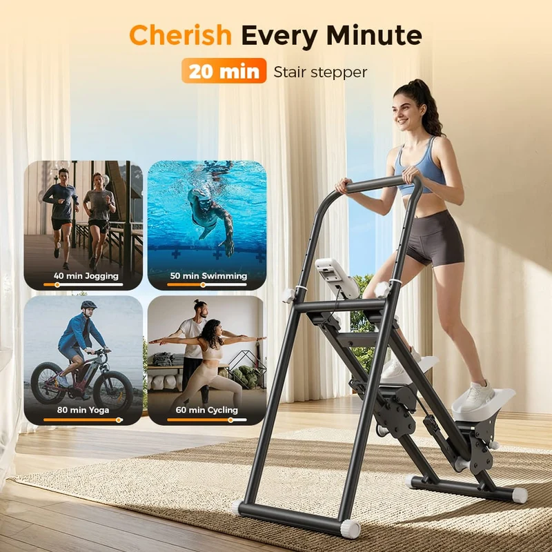 Foldable Stair Stepper for Home, Adjustable Stair Climber with 3 Heights, Compact Folding Vertical Stair Master for Exercise at Home for Full-Body Workout
