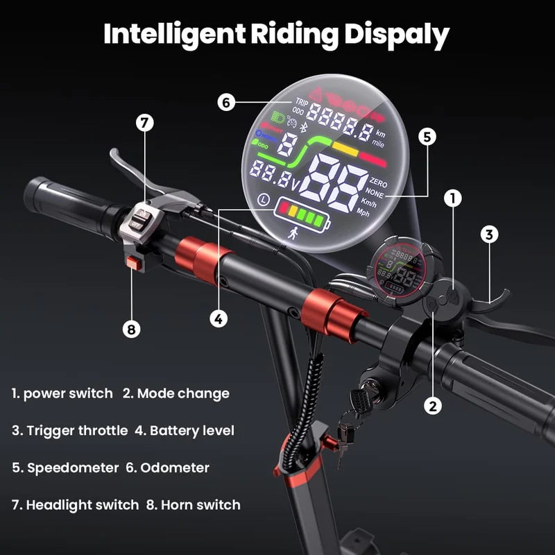 IX5S Electric Scooter, 1000W Motor, 48V 15Ah Battery, 11 Inch Tires, 45km/h Max Speed, 65km Range, Front & Rear Disc Brake, Front & Rear Suspension