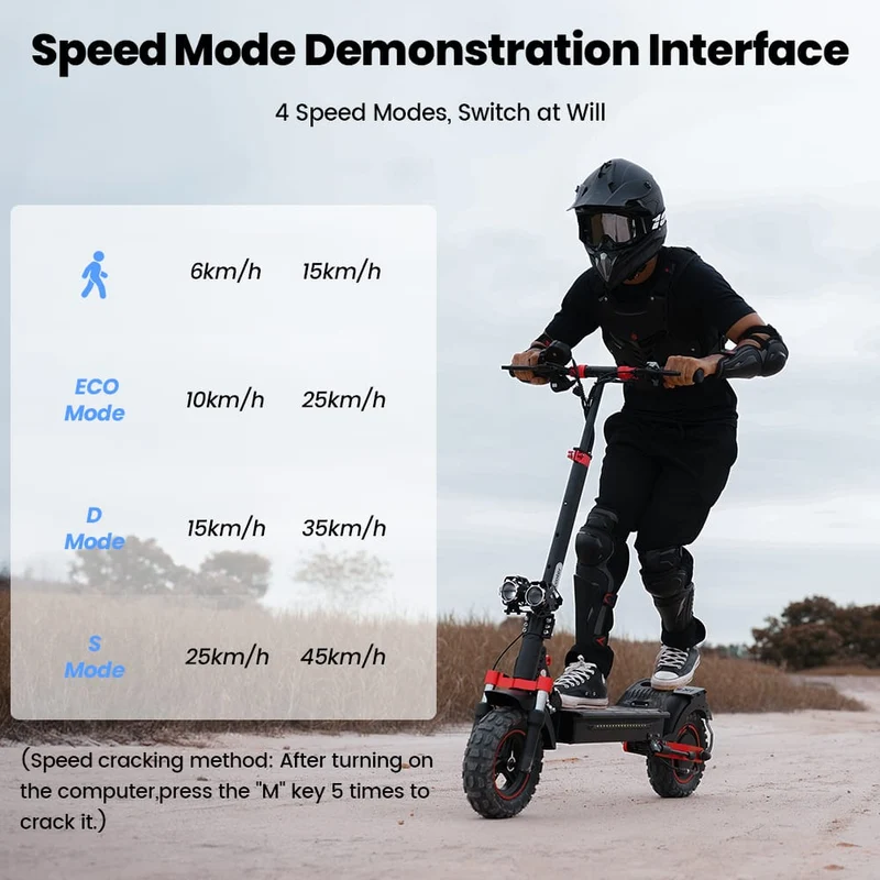 IX5S Electric Scooter, 1000W Motor, 48V 15Ah Battery, 11 Inch Tires, 45km/h Max Speed, 65km Range, Front & Rear Disc Brake, Front & Rear Suspension