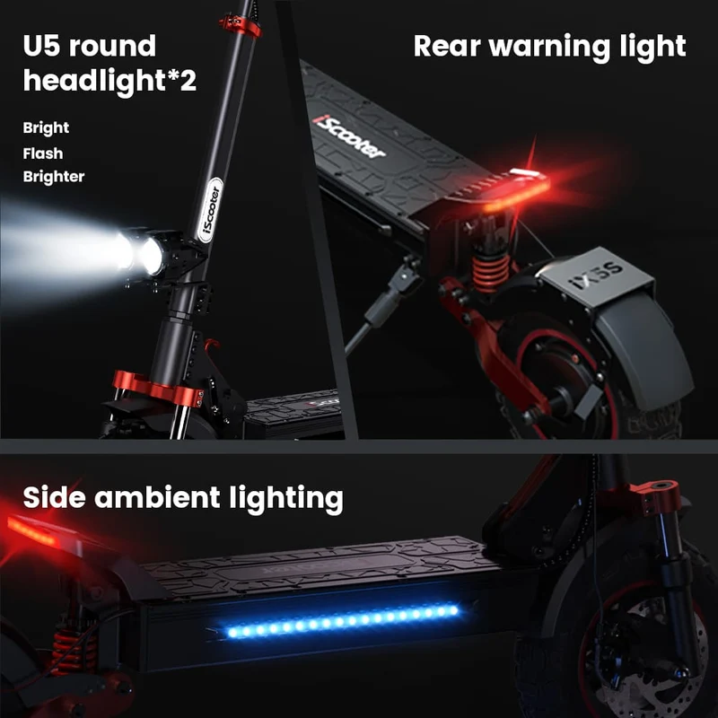 IX5S Electric Scooter, 1000W Motor, 48V 15Ah Battery, 11 Inch Tires, 45km/h Max Speed, 65km Range, Front & Rear Disc Brake, Front & Rear Suspension