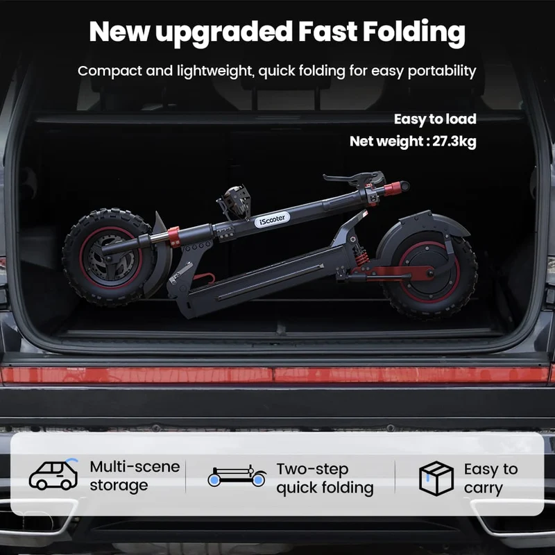 IX5S Electric Scooter, 1000W Motor, 48V 15Ah Battery, 11 Inch Tires, 45km/h Max Speed, 65km Range, Front & Rear Disc Brake, Front & Rear Suspension