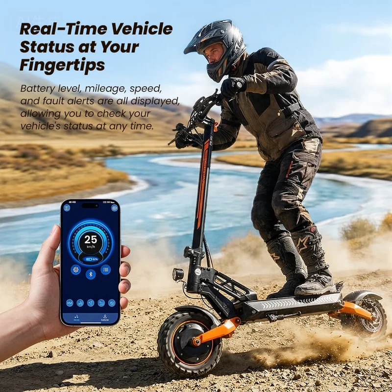 W12 Electric Scooter, 2*1500W Motor, 52V 25Ah Battery, 11 inch Tires, 70km/h Max Speed, 100km Range, Front & Rear Disc Brakes, Sleeve shock absorbers