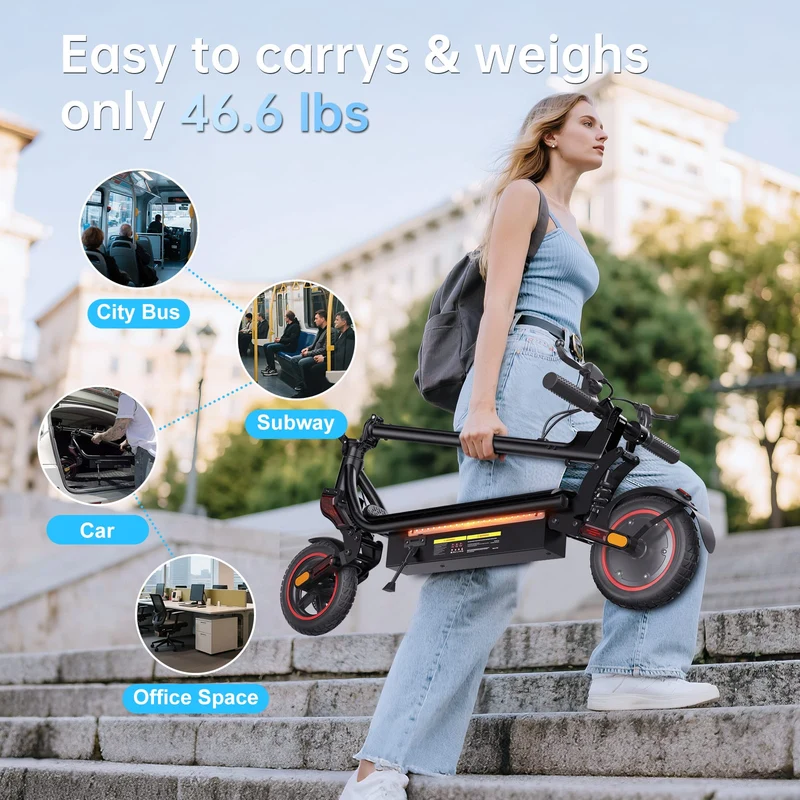 W8 Electric Scooter, 750W Motor, 48V 14Ah Battery, 9,3 inch Tires, 40km/h Max Speed, 45km Range, Front Disc / Rear Drum Brakes, Front & Rear Swingarm Spring Suspension