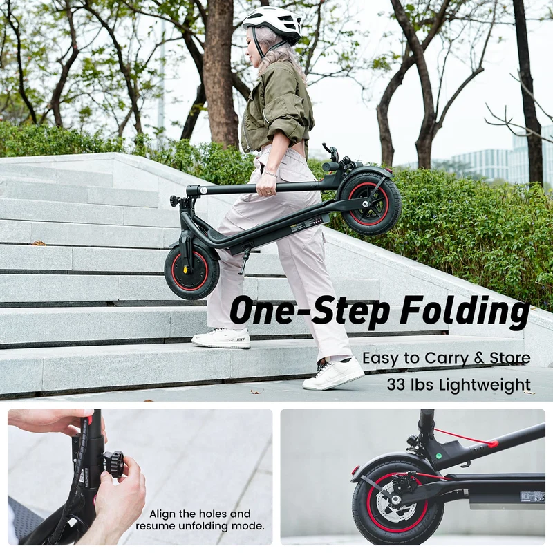 W6 Electric Scooter, 500W Motor, 42V 10,5Ah Battery, 10 inch Tires, 30km/h Max Speed, 37km Range, Rear Disc Brakes