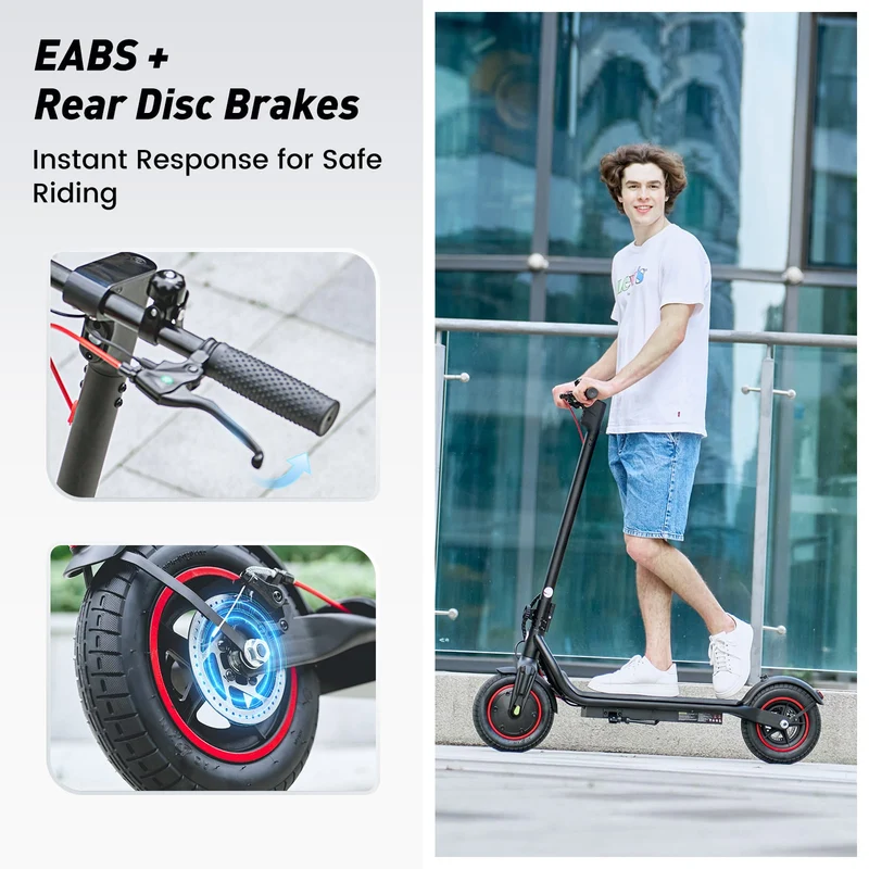 W6 Electric Scooter, 500W Motor, 42V 10,5Ah Battery, 10 inch Tires, 30km/h Max Speed, 37km Range, Rear Disc Brakes