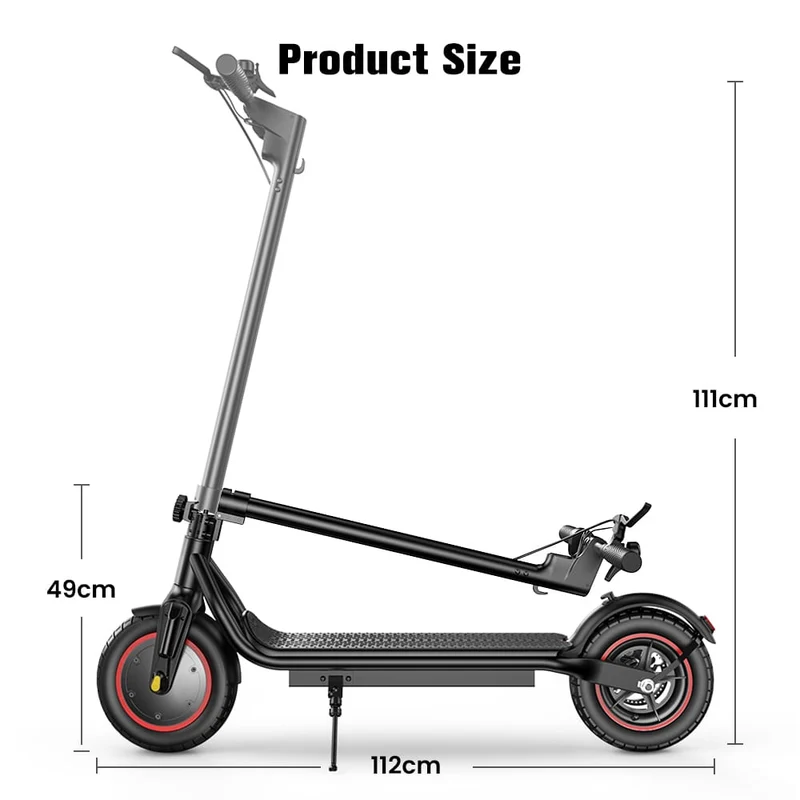 W6 Electric Scooter, 500W Motor, 42V 10,5Ah Battery, 10 inch Tires, 30km/h Max Speed, 37km Range, Rear Disc Brakes