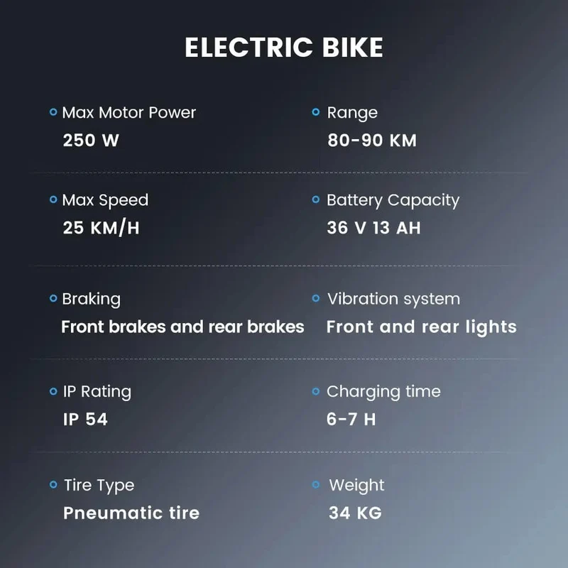UcityS Trekking Electric Bike 36V 13Ah 88km Range
