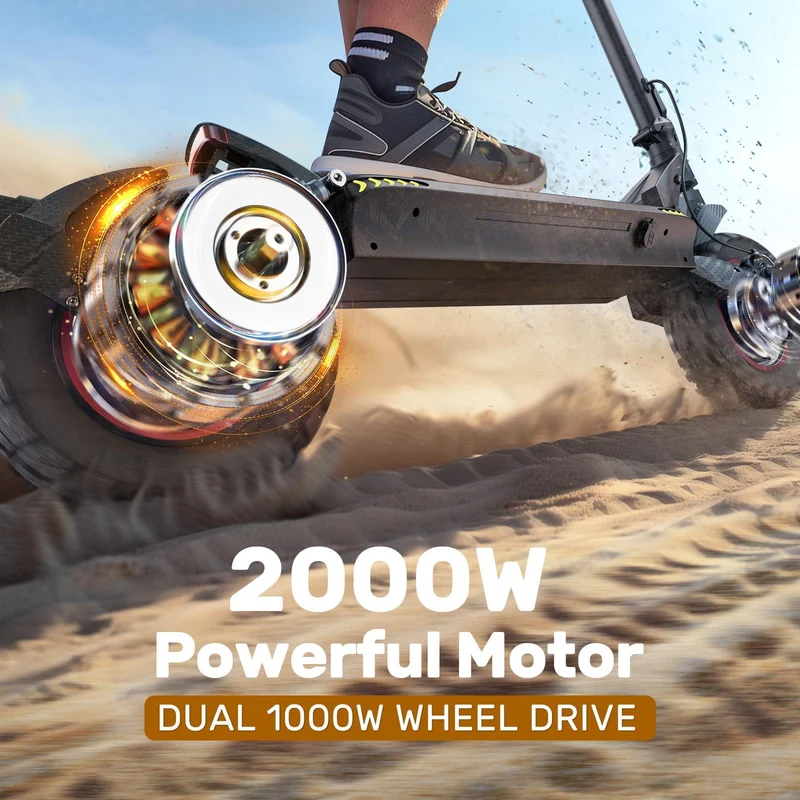 IX7 Pro Electric Scooter, 2*1000 W Motor, 48V 15Ah Battery, 10 Inch Tires, 60km/h Max Speed, 80km Range, Front & Rear Disc Brakes, Front & Rear Suspension