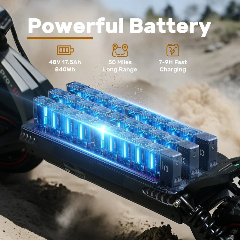 IX7 Pro Electric Scooter, 2*1000 W Motor, 48V 15Ah Battery, 10 Inch Tires, 60km/h Max Speed, 80km Range, Front & Rear Disc Brakes, Front & Rear Suspension