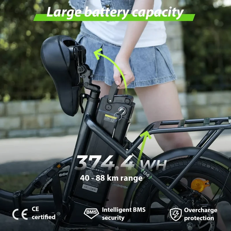 U4 Electric Commuter Bike, Peak 500 W, 88 km Range Foldable E-Bike