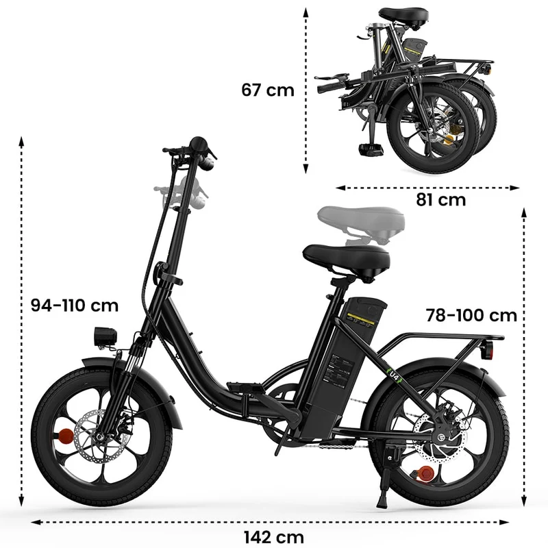 U4 Electric Commuter Bike, Peak 500 W, 88 km Range Foldable E-Bike