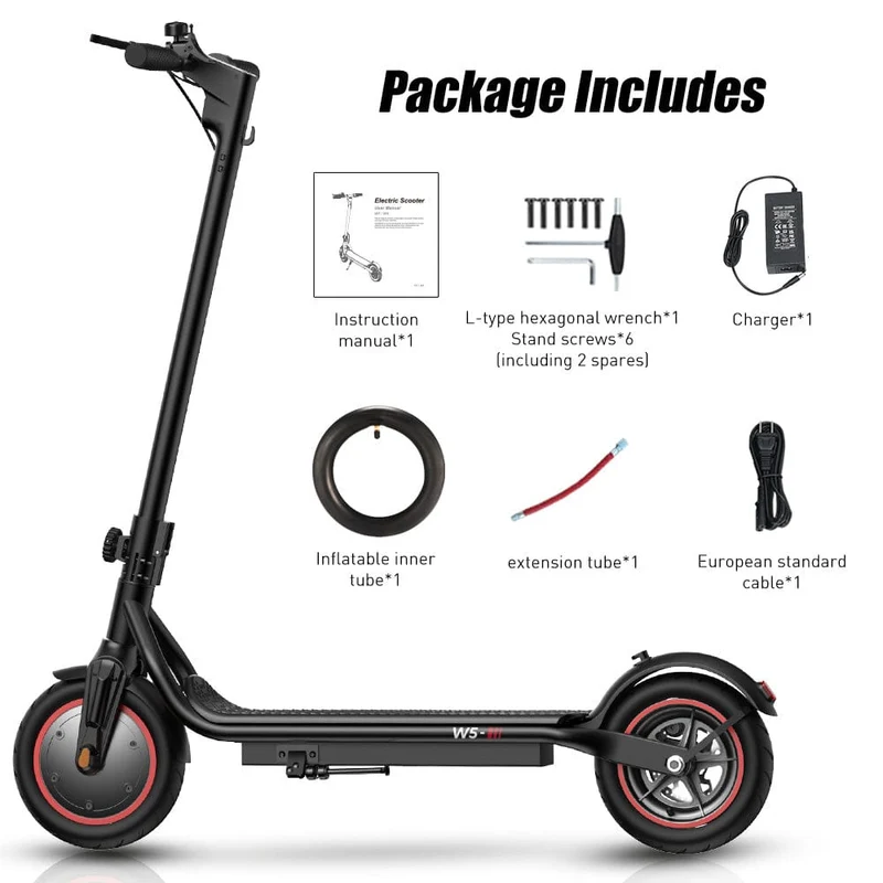 W5 Electric Scooter, 350W Motor, 36V 7,8Ah Battery, 8,5 Inch Tires, 30km/h Max Speed, 34km Range, Rear Hub Brakes
