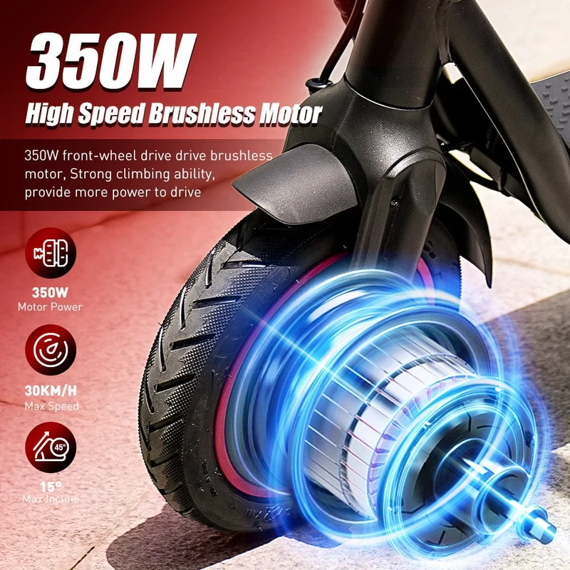 W5 Electric Scooter, 350W Motor, 36V 7,8Ah Battery, 8,5 Inch Tires, 30km/h Max Speed, 34km Range, Rear Hub Brakes