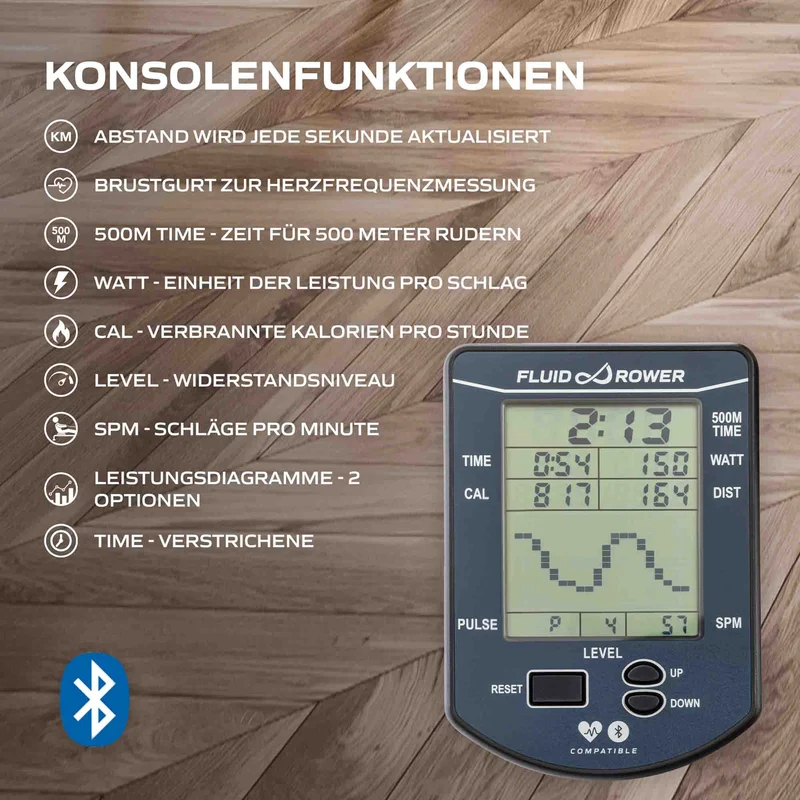 Fluid Rower Rudergerät NEON Pro V Black