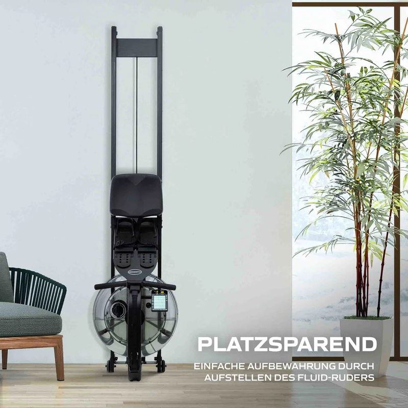 Fluid Rower Rudergerät Apollo Plus Black inkl. Pulsempfänger + Brustgurt