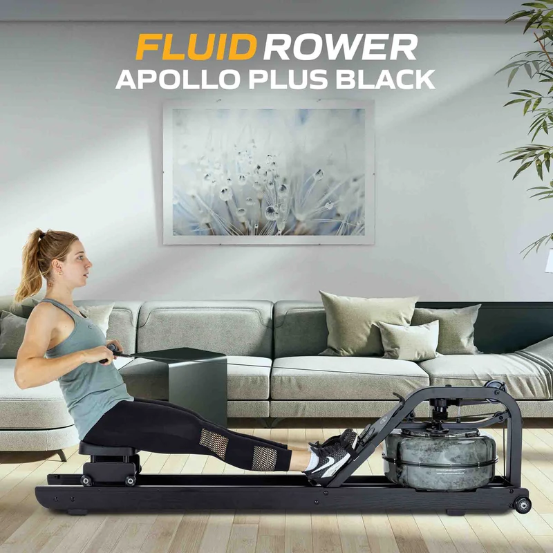 Fluid Rower Rudergerät Apollo Plus Black inkl. Pulsempfänger + Brustgurt