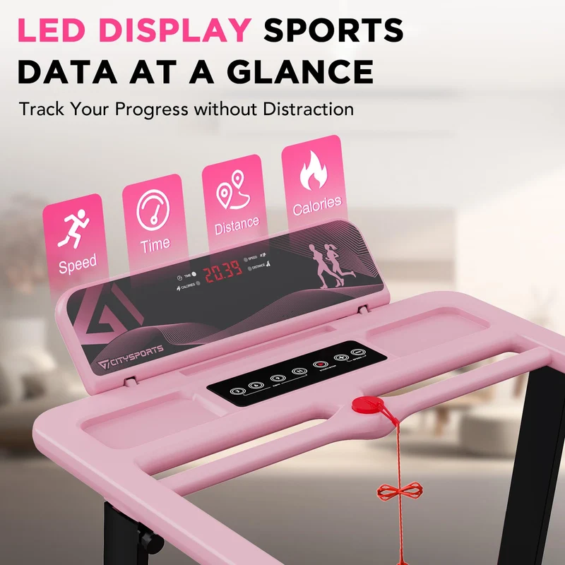 CITYSPORTS Laufband klappbar für Zuhause, 8% Steigung, 2,0 PS Motor, 1-12 km/h, unter Schreibtisch