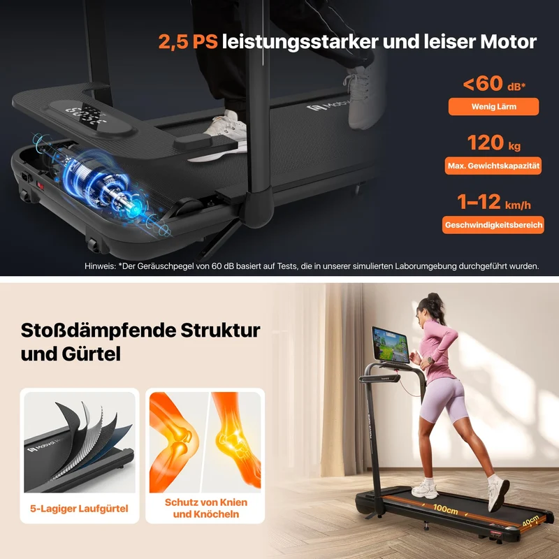 Mobvoi Home Laufband SE klappbar, 3-in-1 mit Steigung, 2.5PS, 12km/h, KI-App, LED Display, bis 120kg