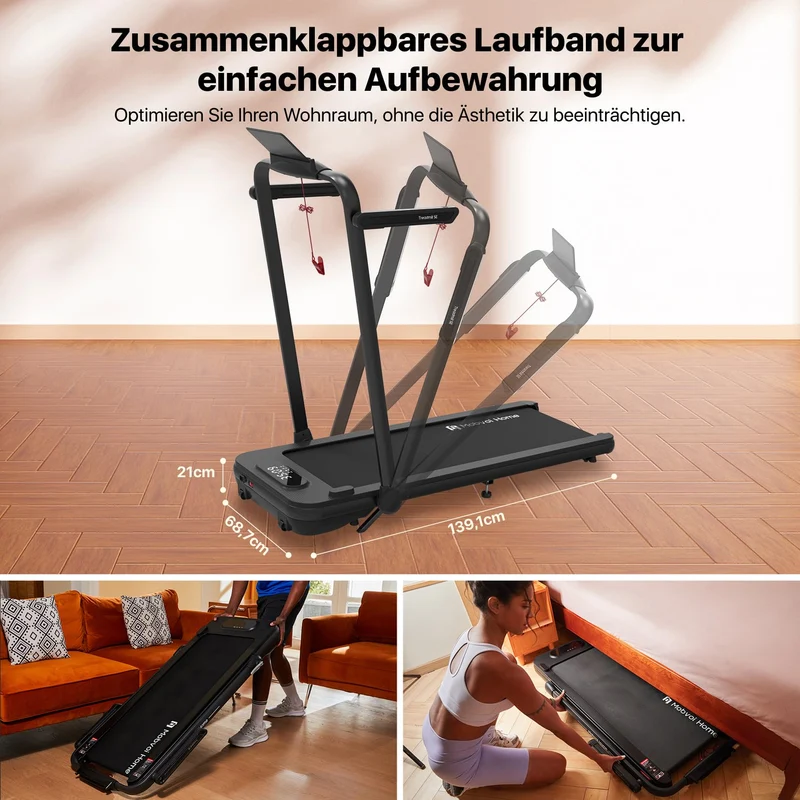 Mobvoi Home Laufband SE klappbar, 3-in-1 mit Steigung, 2.5PS, 12km/h, KI-App, LED Display, bis 120kg