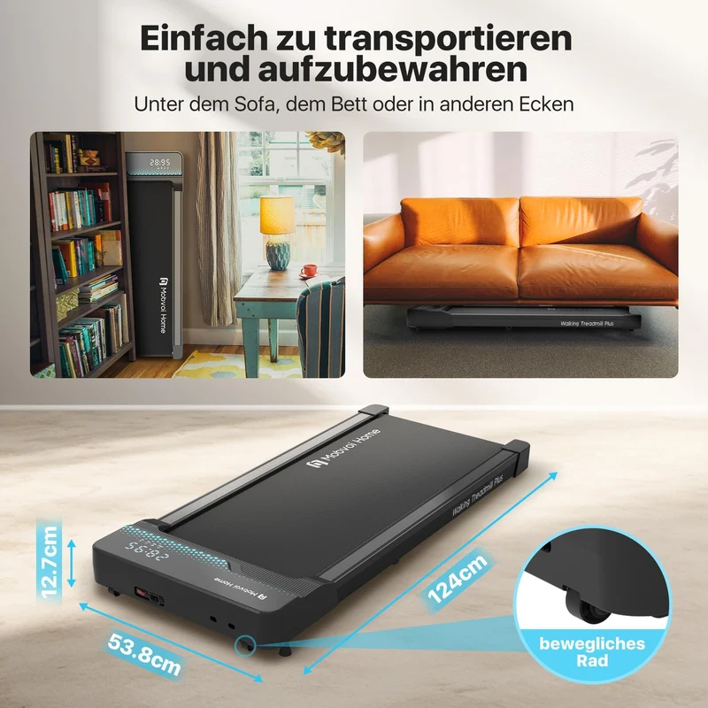 Mobvoi Walking Pad Plus – KI-Laufband 42 cm breit, 2,25 PS, Bluetooth-Lautsprecher, klappbar, App-Steuerung