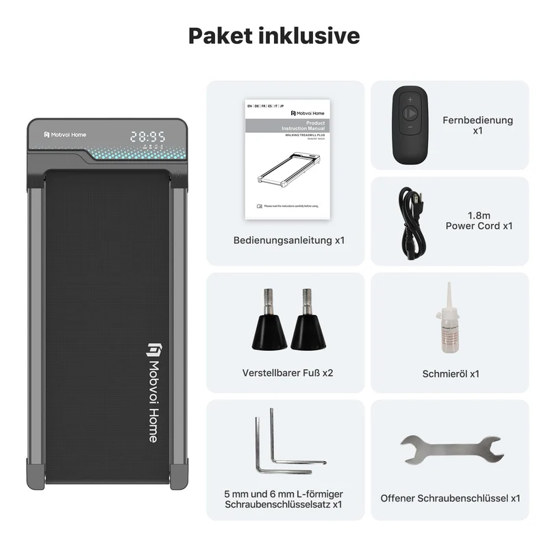 Mobvoi Walking Pad Plus – KI-Laufband 42 cm breit, 2,25 PS, Bluetooth-Lautsprecher, klappbar, App-Steuerung