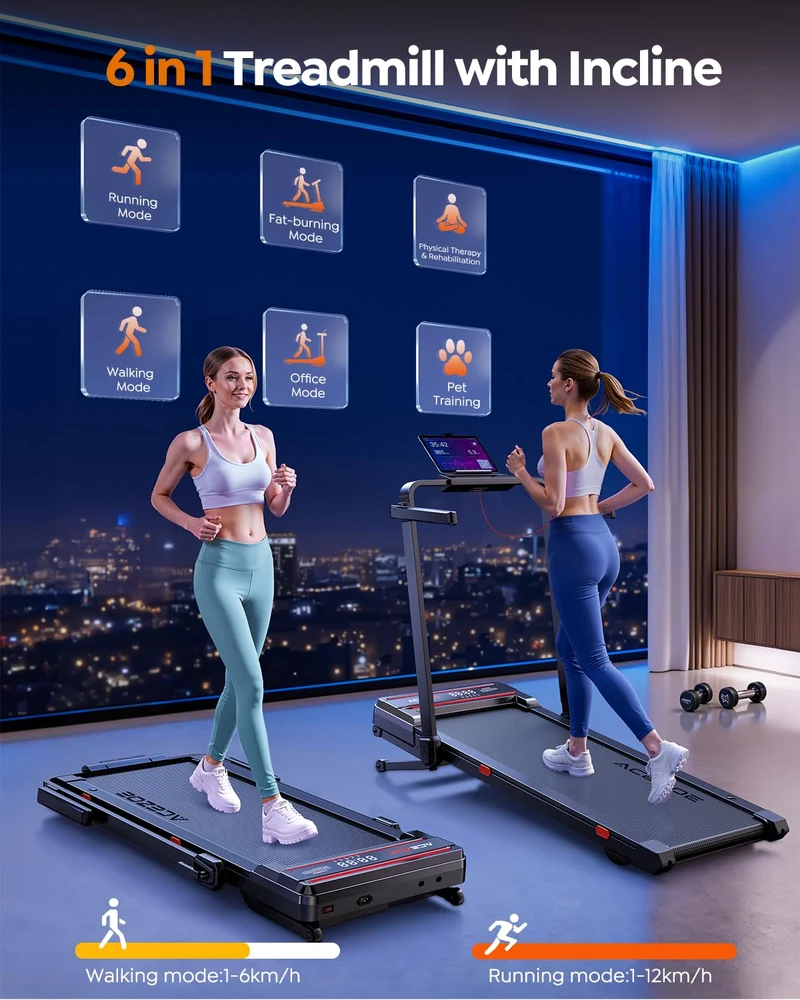 Acezoe Laufband klappbar mit 15% Steigung, 3.0HP Walking Pad für Zuhause & Büro, bis 136 kg