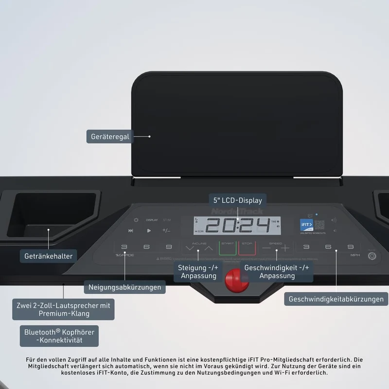 Laufband klappbar mit 10% Steigung, 16 km/h, LCD-Display, Fitness-App-kompatibel