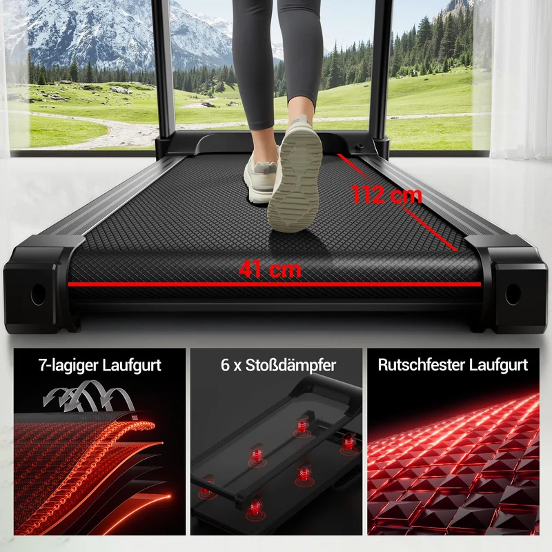 UMAY Laufband klappbar mit Steigung 3 Stufen, 3,0 PS Motor, 14 km/h, leise, App-Steuerung, 12 Programme