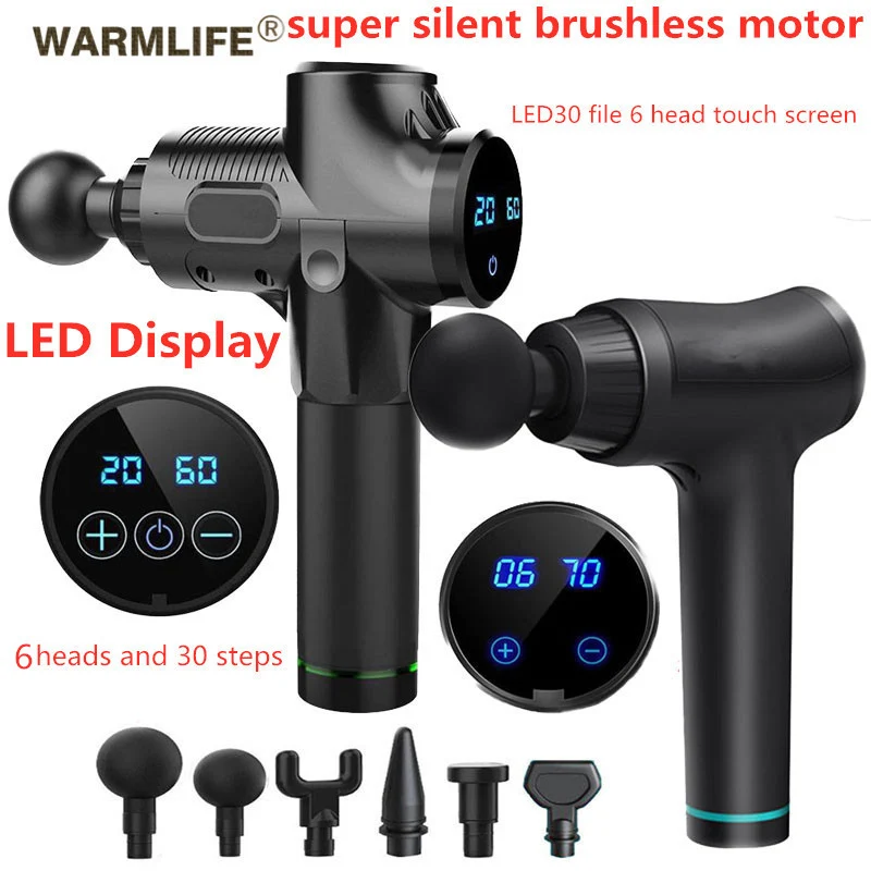 LED Massage Gun Cordless Rechargeable Muscle Stimulator Deep Tissue Massager Body Relaxation Slimming Shaping Pain Relief
