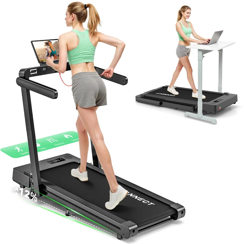 Laufband für Zuhause klappbar mit 12% Steigung, Walking Pad 1-14 km/h, App-Steuerung, 3,0 HP Motor