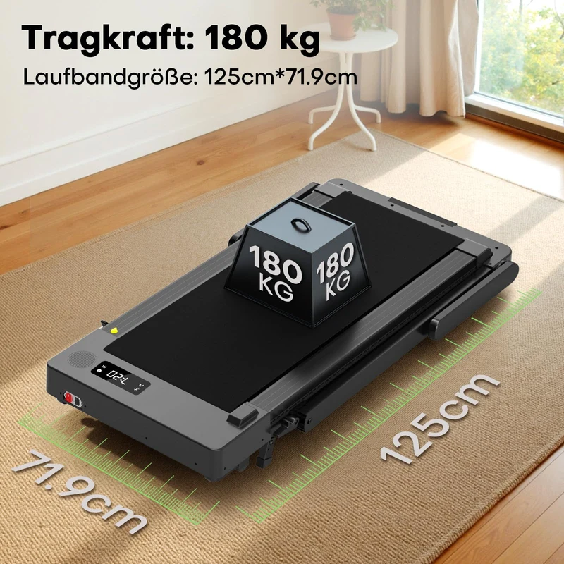 Laufband für Zuhause klappbar mit 12% Steigung, Walking Pad 1-14 km/h, App-Steuerung, 3,0 HP Motor