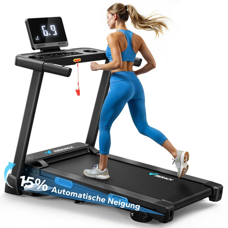 Laufband klappbar mit 15% Steigung, 2.5PS elektrisch, 0.8-12km/h, LED Display, bis 136kg