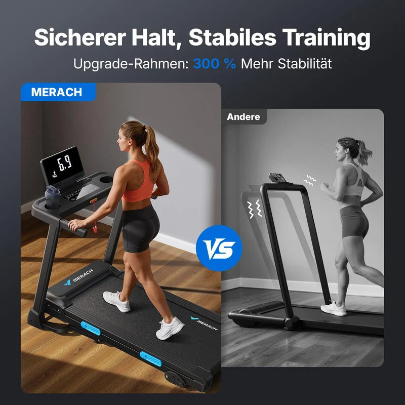 Laufband klappbar mit 15% Steigung, 2.5PS elektrisch, 0.8-12km/h, LED Display, bis 136kg