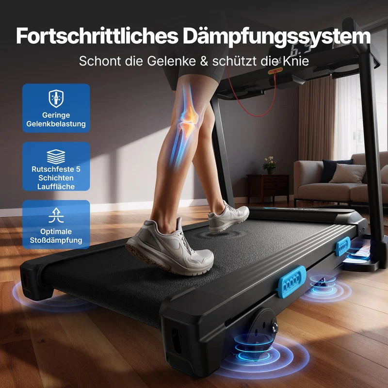 Laufband klappbar mit 15% Steigung, 2.5PS elektrisch, 0.8-12km/h, LED Display, bis 136kg