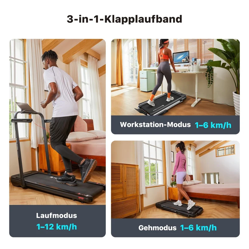 Mobvoi Home Laufband SE klappbar – 2,5 PS Motor, 12 km/h, KI-App, kompakt & leise, 120 kg Belastbarkeit