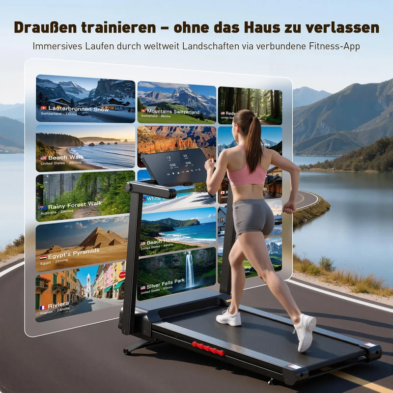 JAGJOG Laufband klappbar mit 18% automatischer Steigung, 4,5 PS Motor, 16 km/h, 180 kg Belastbarkeit, LED-Display