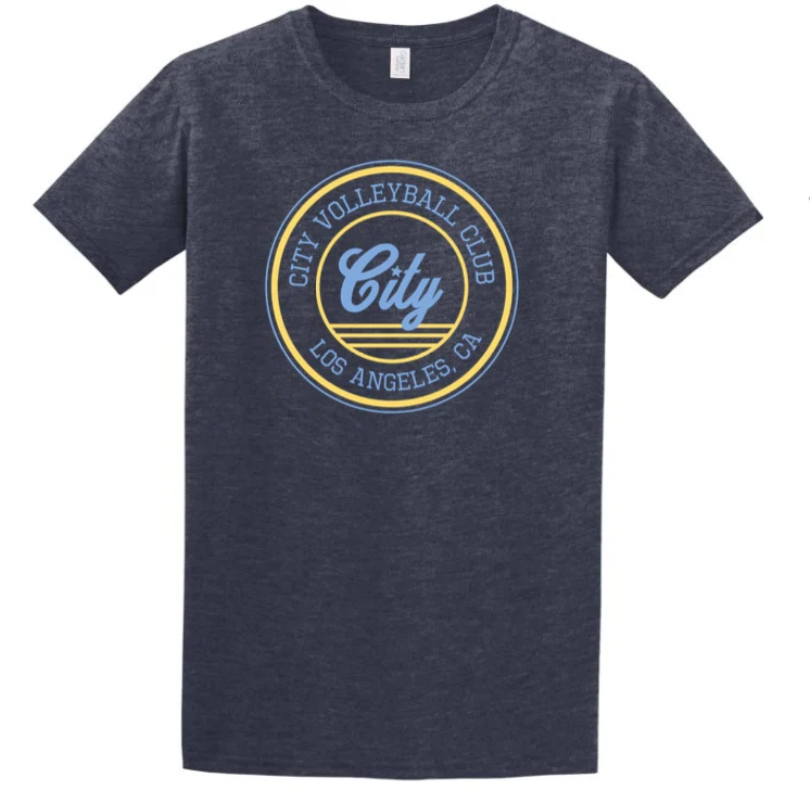 Heather Navy Round City Logo T Shirt