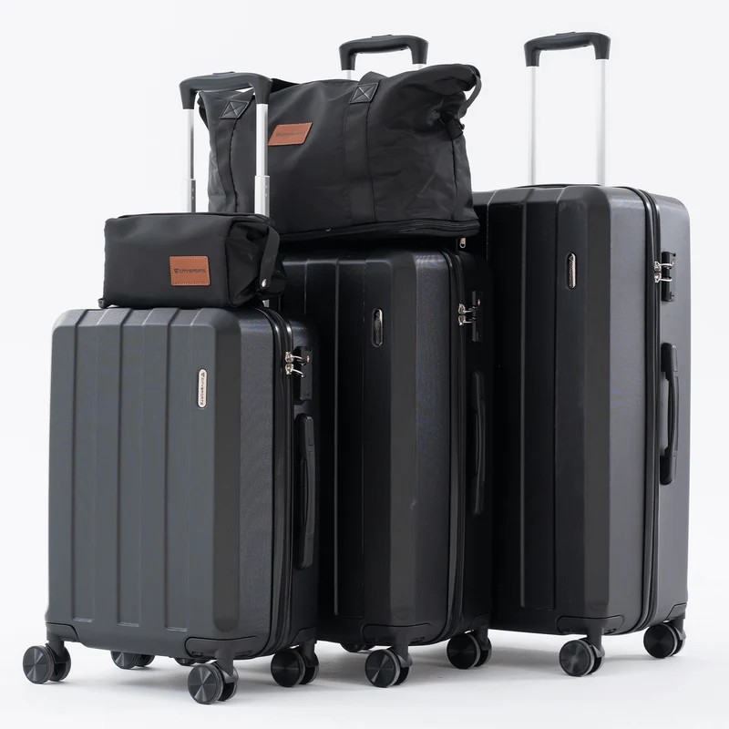CITYSPORTS Kofferset 5-teilig Schwarz – ABS-Hartschale, TSA-Schloss, 360°-Rollen