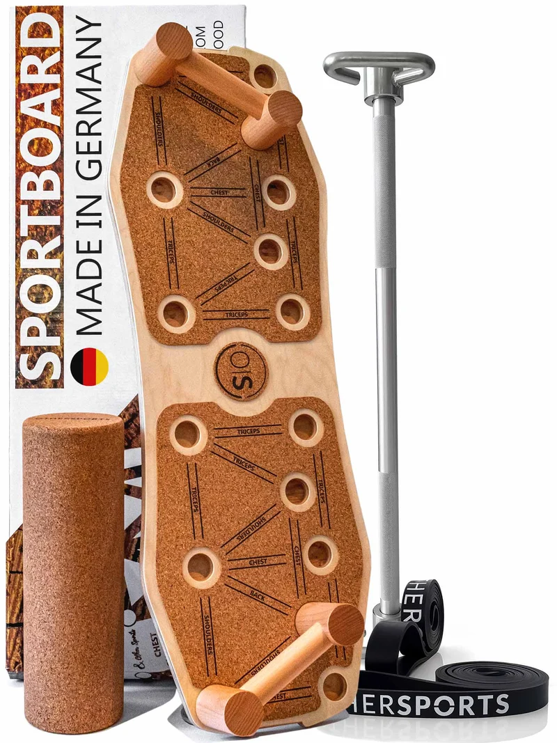 Bundle Sportboard Kork & Fitness Stange - Eigengewicht Training gegen die Schwerkraft