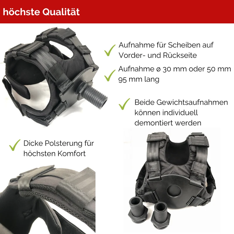 GEWICHTSWESTE FÜR HANTELSCHEIBEN 30 mm oder 50 mm